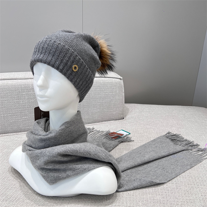 loro piana cashmere beanie with fox pom pom